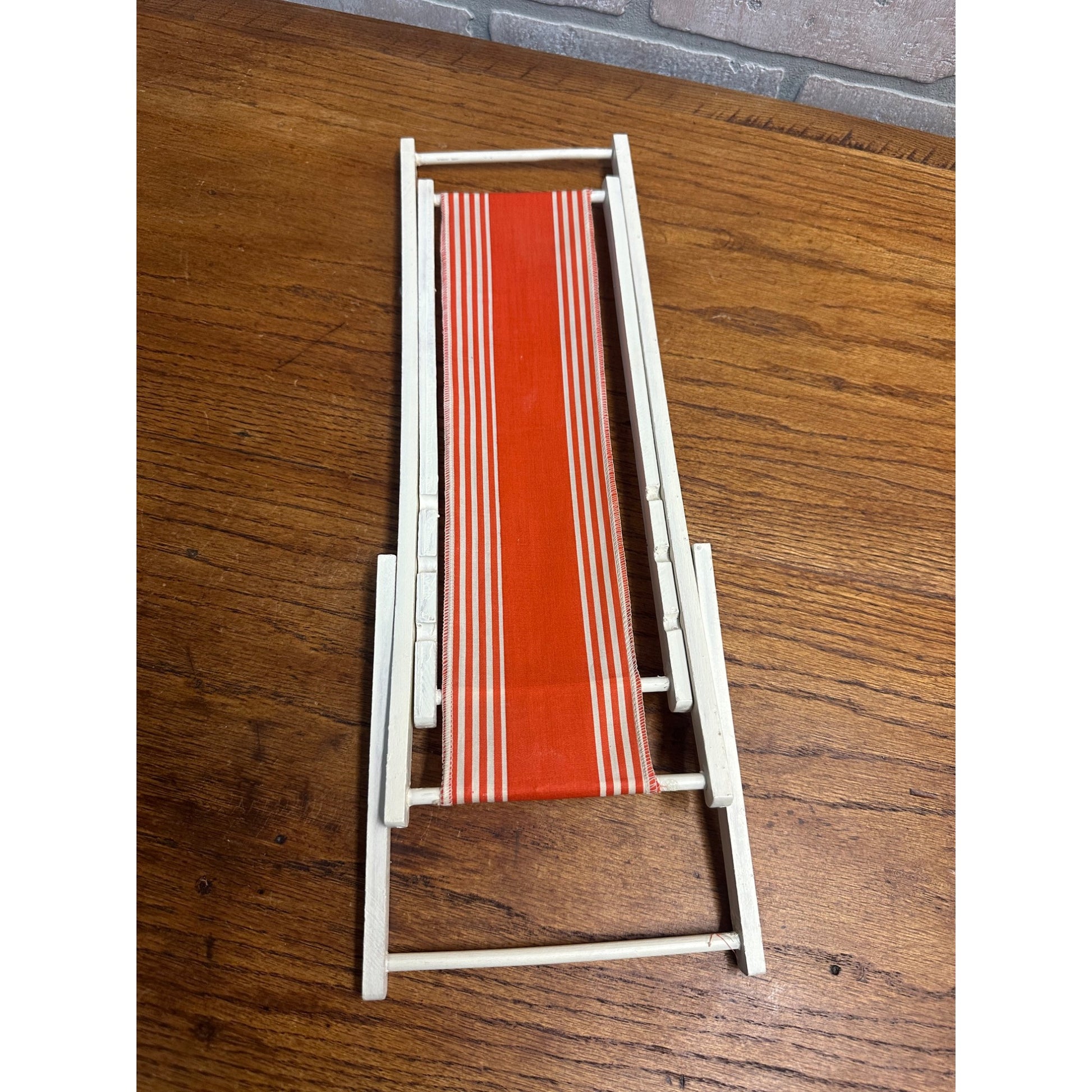 Vintage Barbie Doll Size Lounge Chair Made In Western Germany, Wood/Cloth