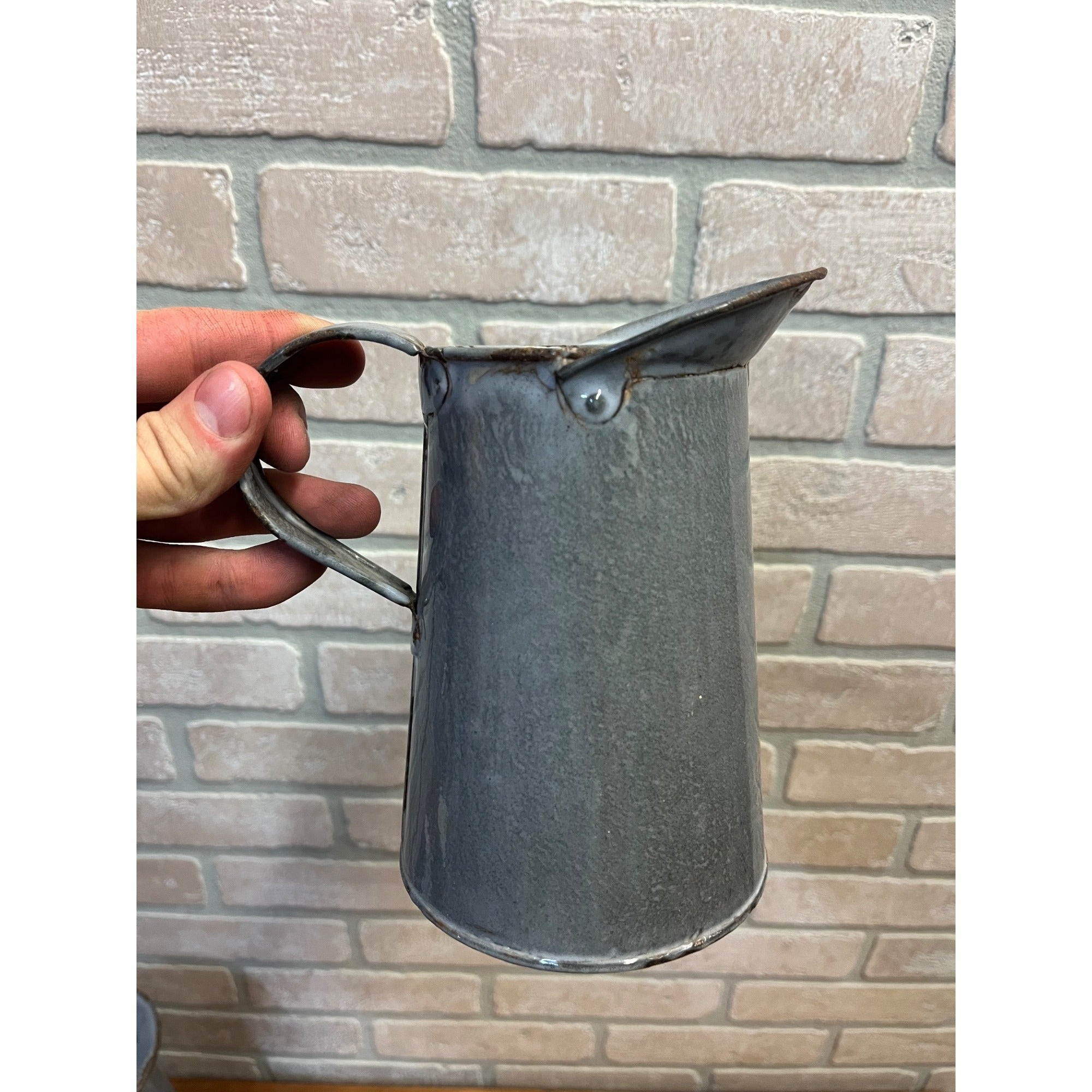 Antique Primitive Grey Graniteware Enamelware Medium Measure Farmhouse Kitchen Decor