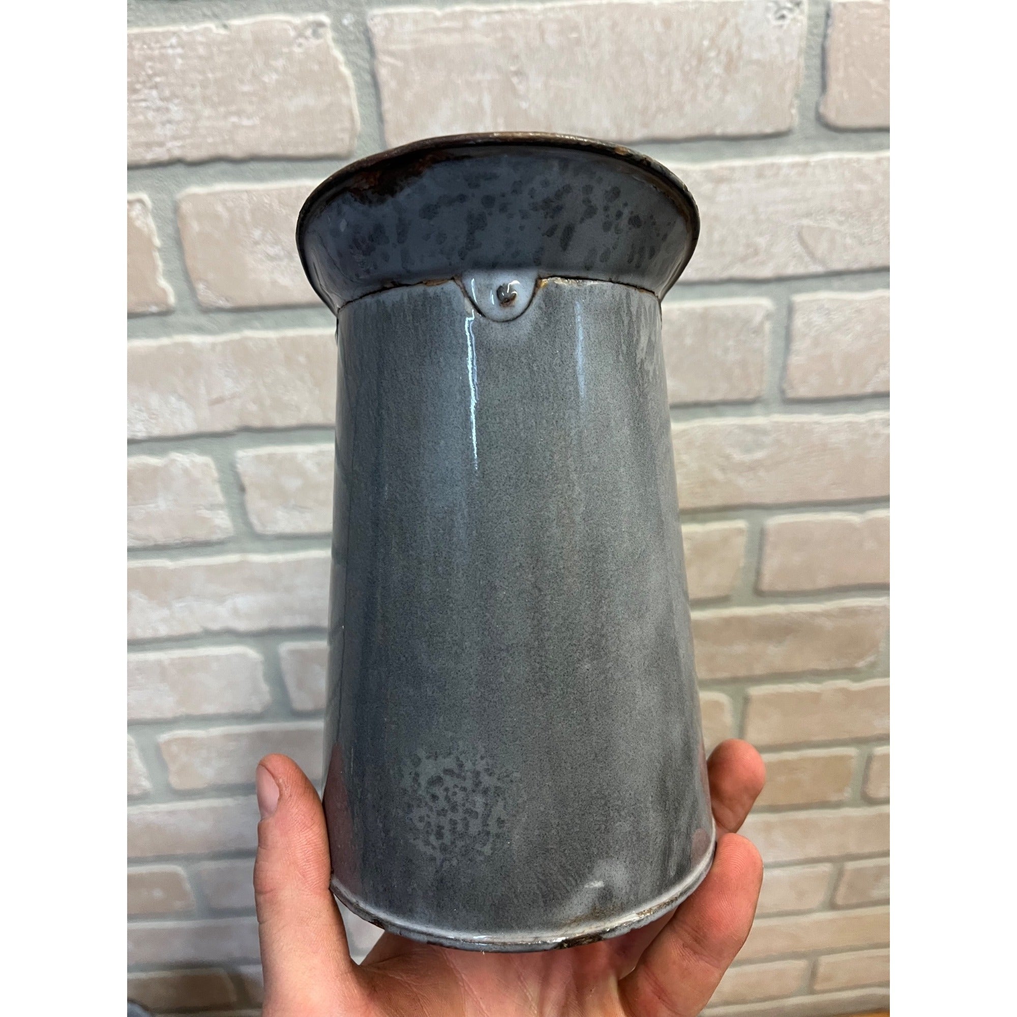Antique Primitive Grey Graniteware Enamelware Medium Measure Farmhouse Kitchen Decor