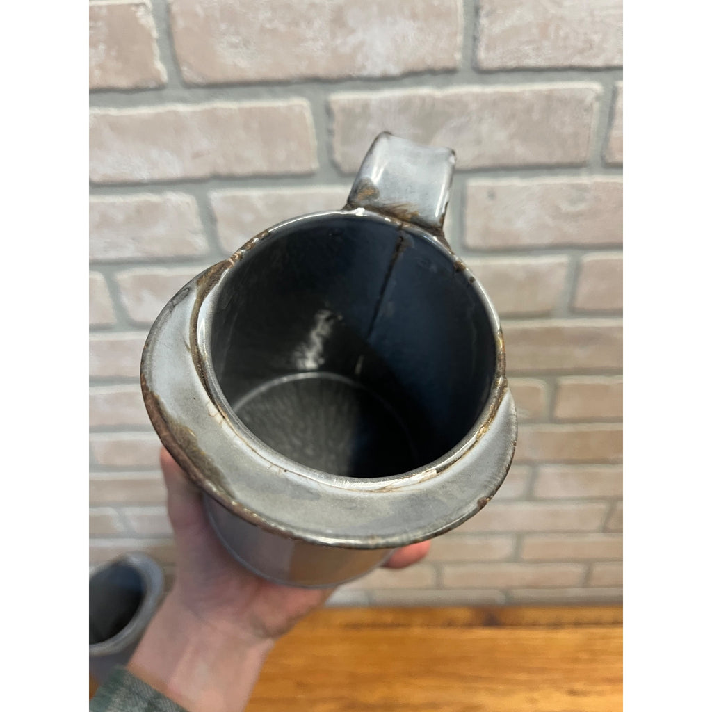 Antique Primitive Grey Graniteware Enamelware Medium Measure Farmhouse Kitchen Decor