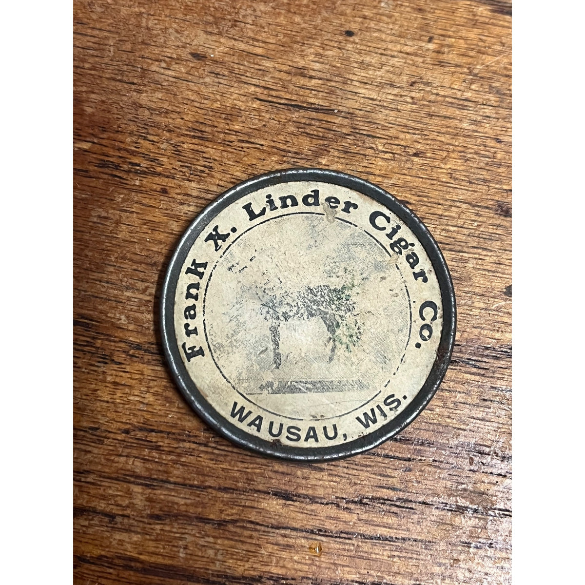 RARE Vintage 1910s Frank X. Linder Cigar Co Wausau Wis Pocket Mirror Advertising