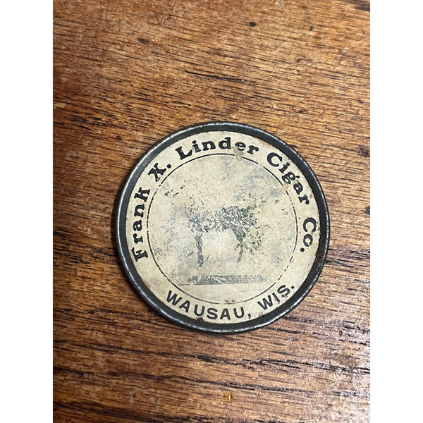 RARE Vintage 1910s Frank X. Linder Cigar Co Wausau Wis Pocket Mirror Advertising
