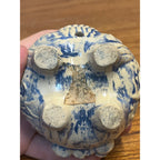Vintage Asian Foo Dog Censer Incense Burner Blue & White Pottery Chinese 1960s