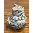 Vintage Asian Foo Dog Censer Incense Burner Blue & White Pottery Chinese 1960s