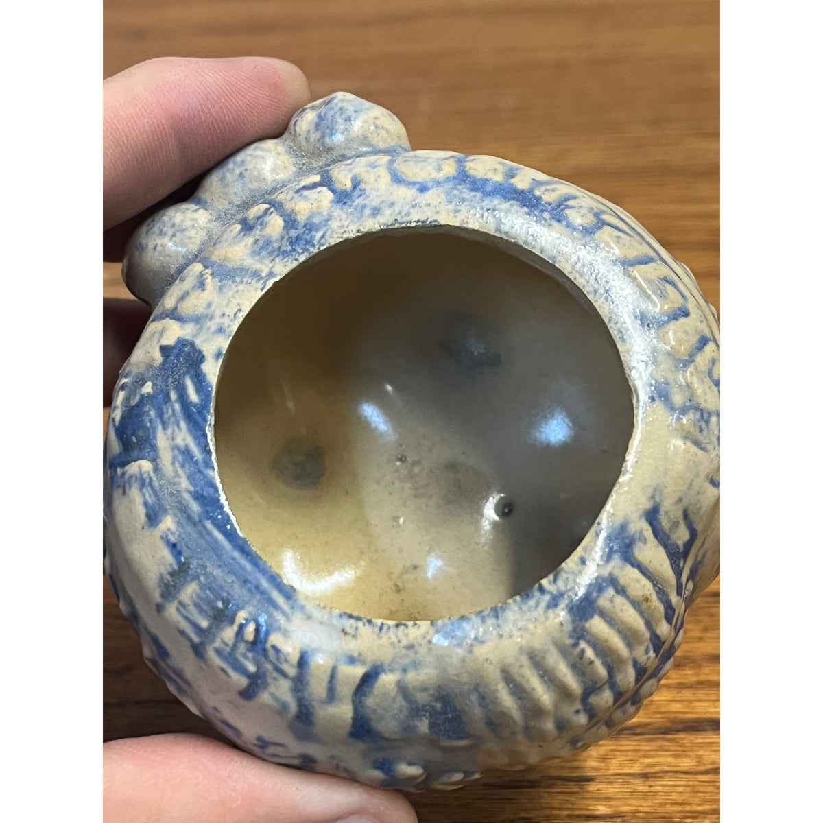 Vintage Asian Foo Dog Censer Incense Burner Blue & White Pottery Chinese 1960s