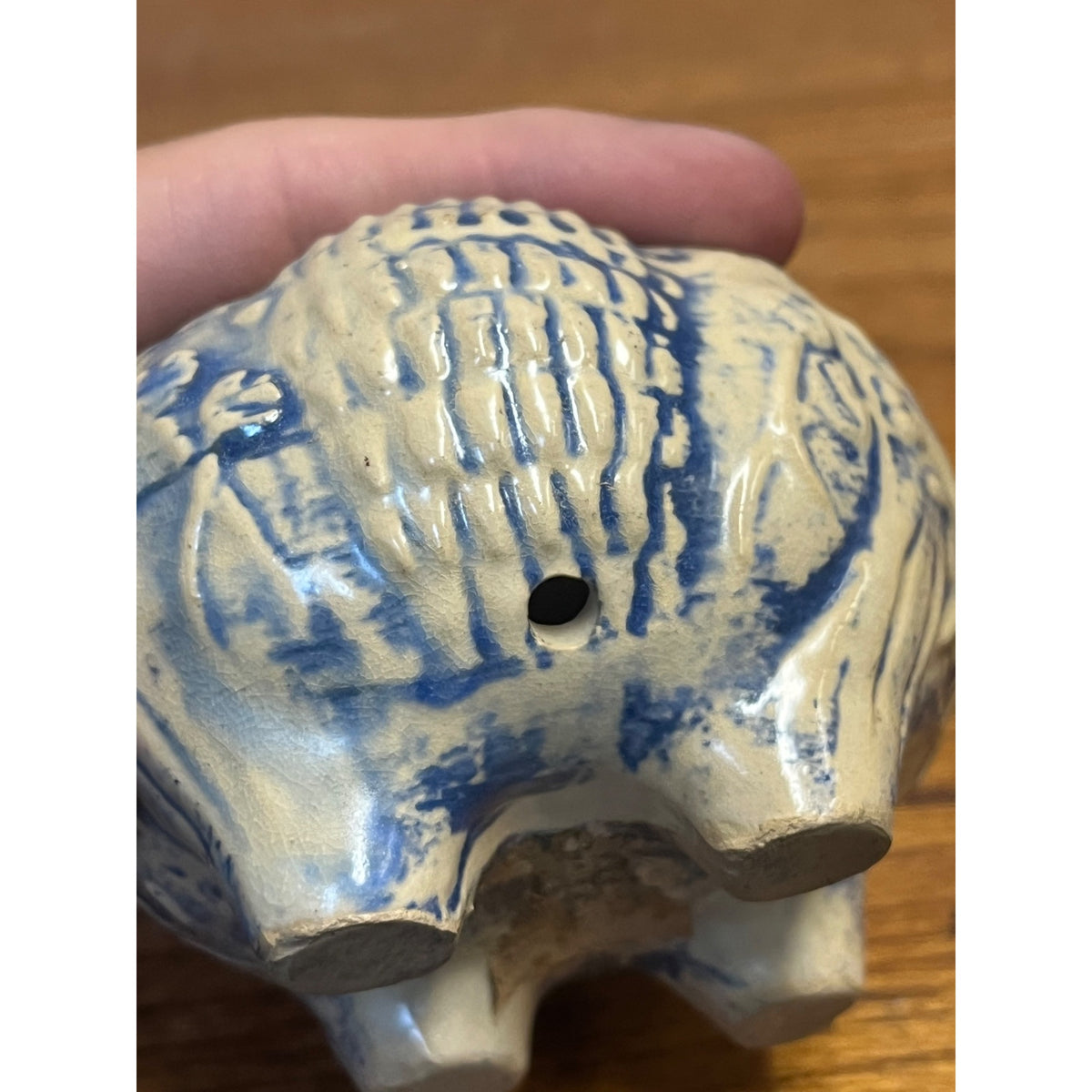 Vintage Asian Foo Dog Censer Incense Burner Blue & White Pottery Chinese 1960s