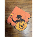 RARE Vintage Halloween Beach & Arthur Cat Carver JOL Crescent Moon Napkin 1938-39