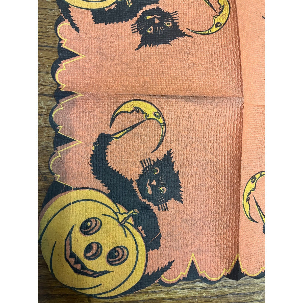 RARE Vintage Halloween Beach & Arthur Cat Carver JOL Crescent Moon Napkin 1938-39
