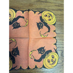 RARE Vintage Halloween Beach & Arthur Cat Carver JOL Crescent Moon Napkin 1938-39