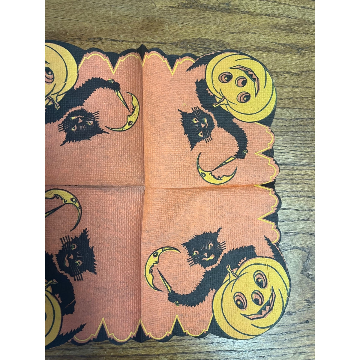 RARE Vintage Halloween Beach & Arthur Cat Carver JOL Crescent Moon Napkin 1938-39