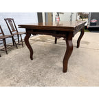 Antique Oak Draw-Leaf Dining Table w/ 6 Chairs Jacobean Tudor Revival 1910s–20s