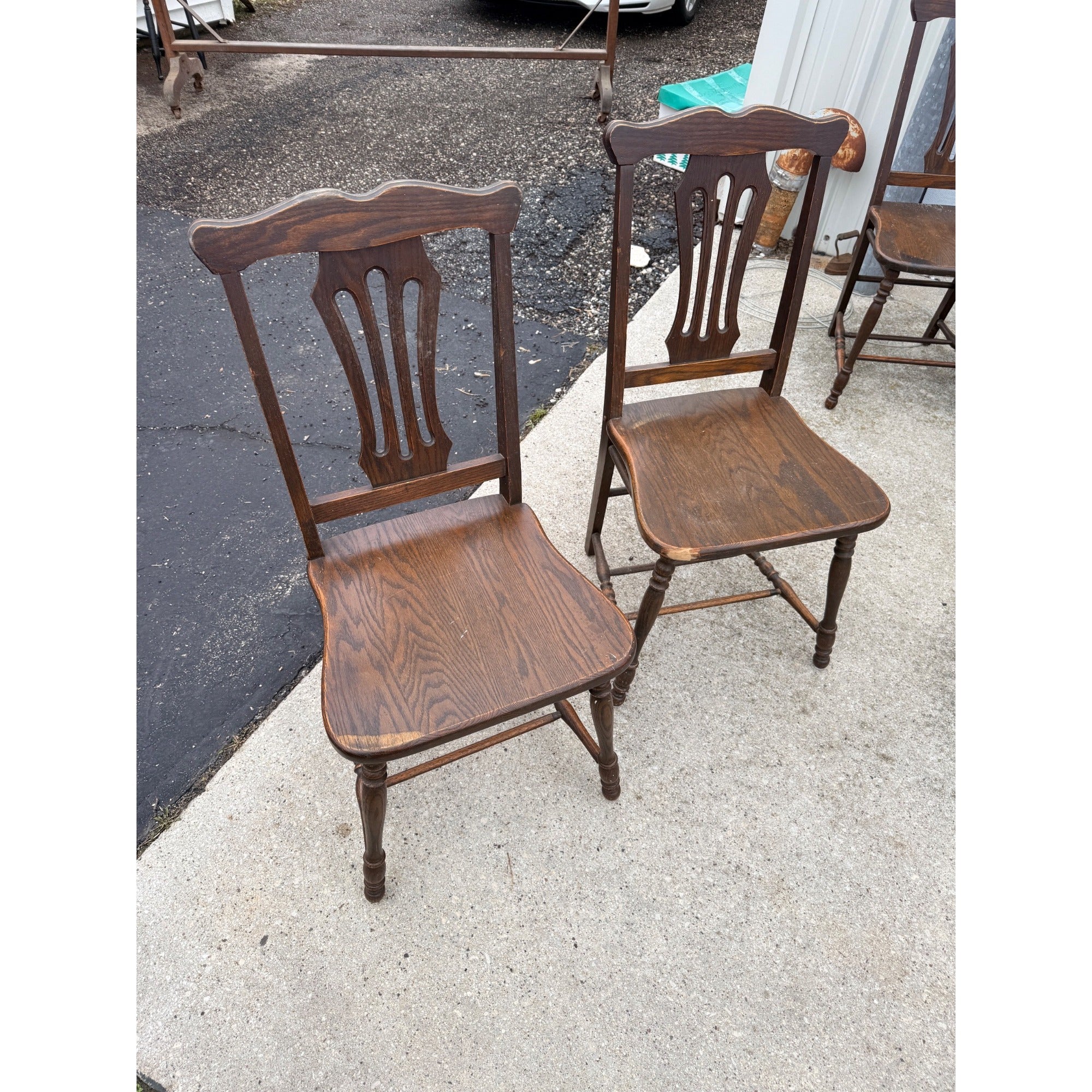 Antique Oak Draw-Leaf Dining Table w/ 6 Chairs Jacobean Tudor Revival 1910s–20s