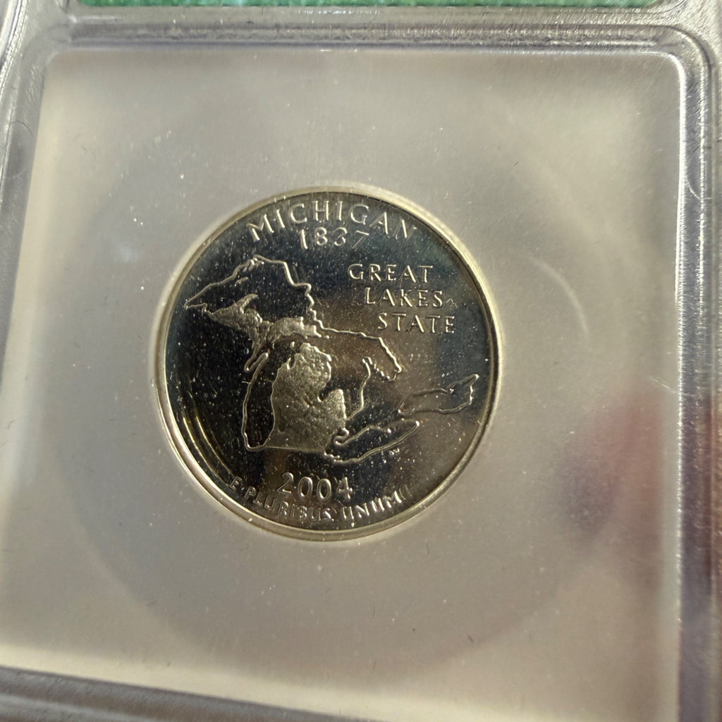 Certified ICG PR70 DCAM Silver Proof Quarter State  - Michigan 2004 S