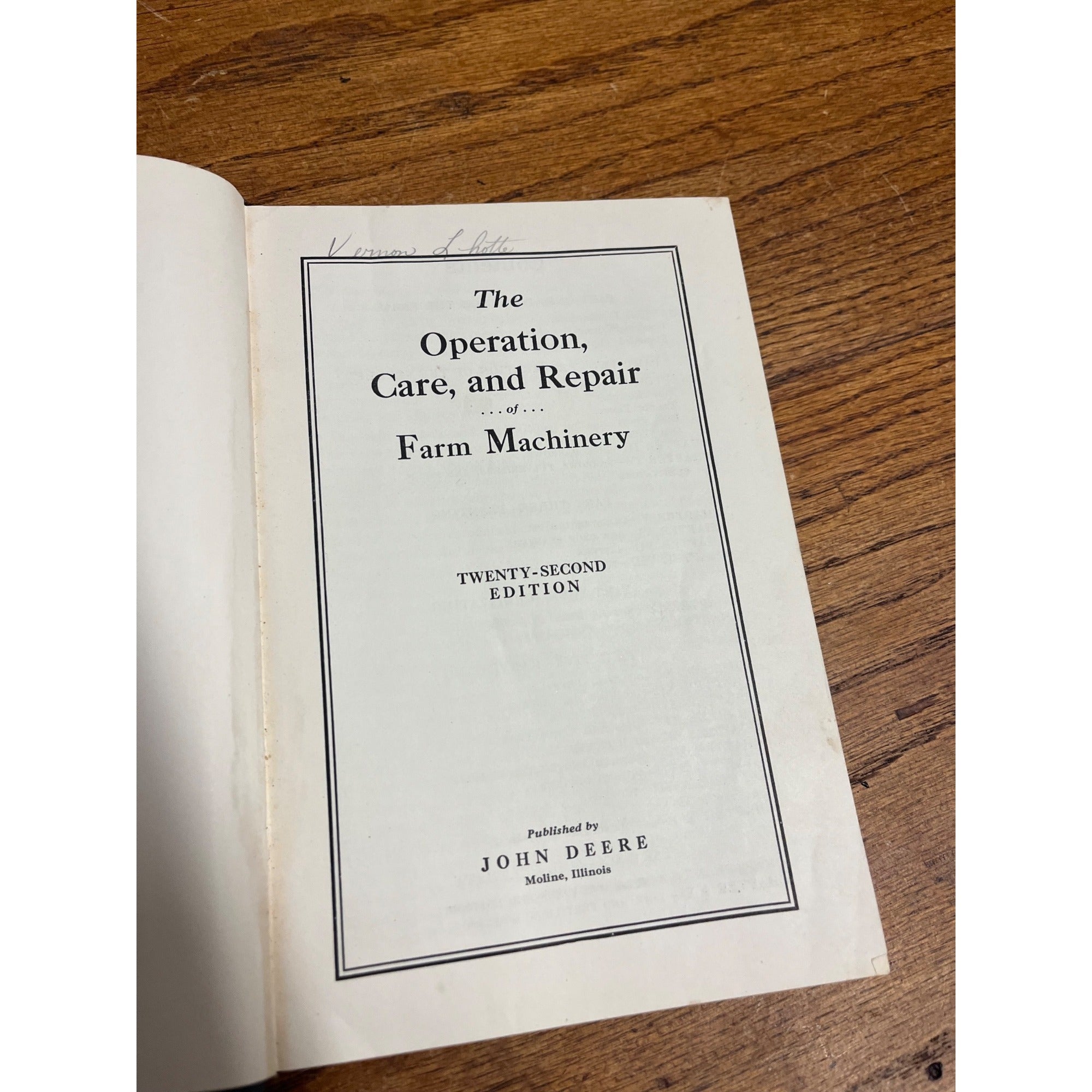 John Deere The Operation & Repair Of Farm Machinery 22nd Edition Book Vintage