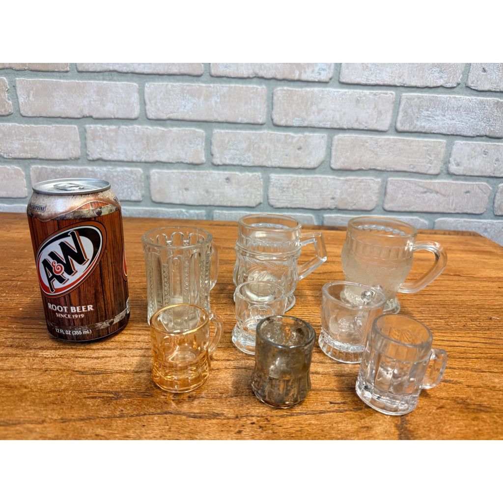Vintage Childs Miniature Glass Mugs Set of 8