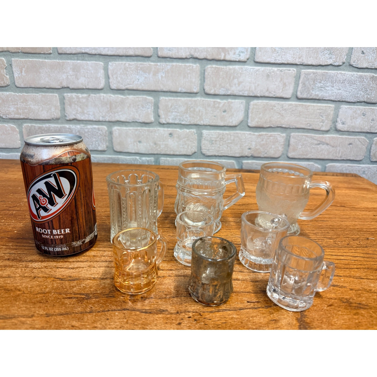 Vintage Childs Miniature Glass Mugs Set of 8