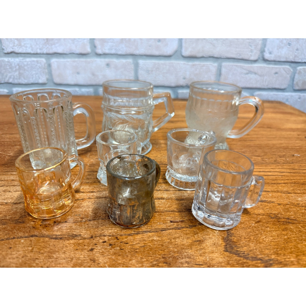 Vintage Childs Miniature Glass Mugs Set of 8