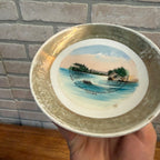 Vintage Wisconsin Scenic Souvenir Bowl Railroad Bridge Boat Landing Scene Display