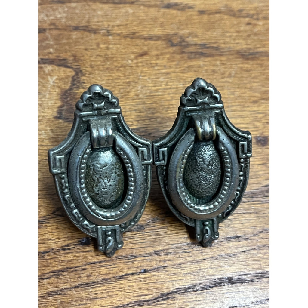Antique Victorian Eastlake Drawer Pulls Drop Bail Handles Cabinet Hardware Pair