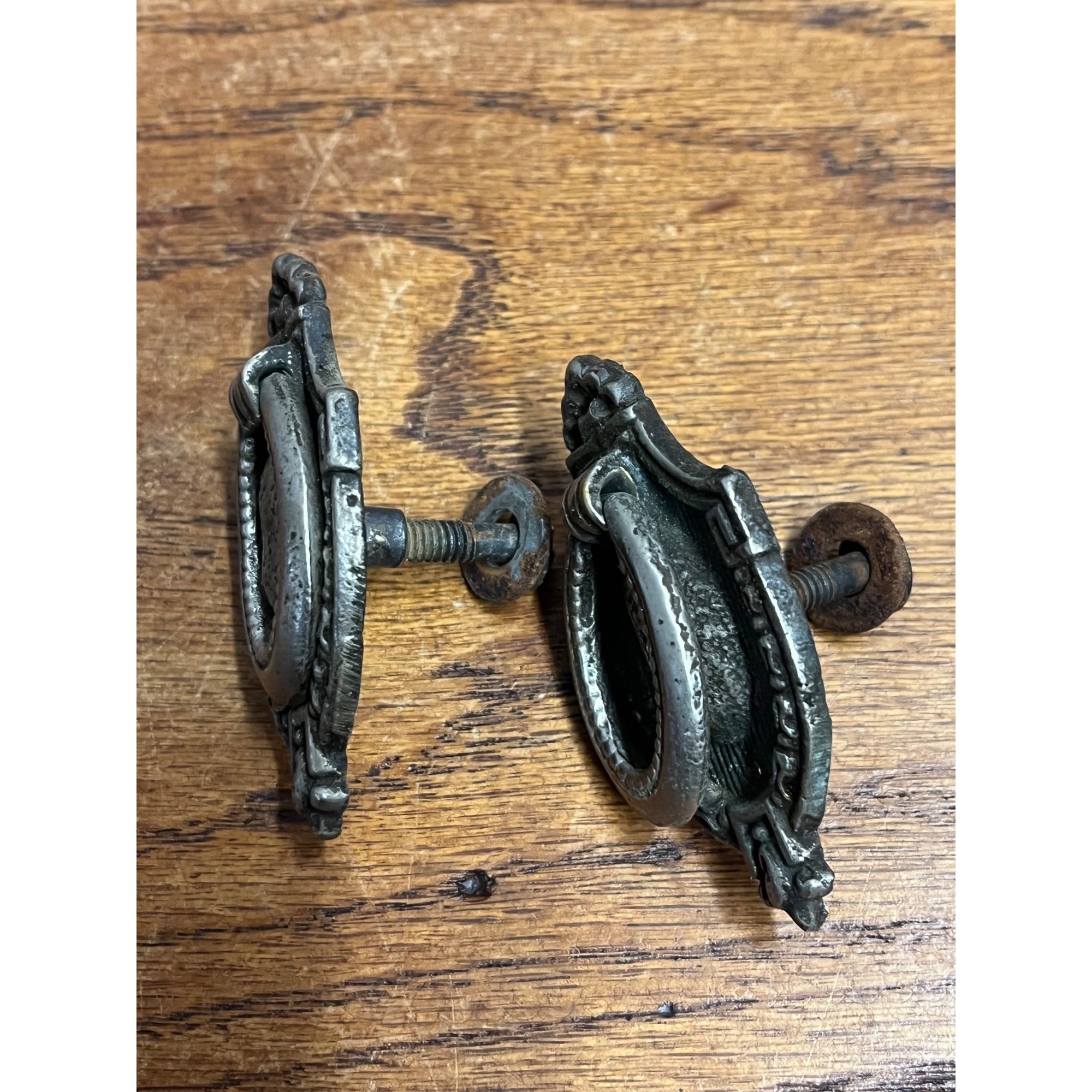 Antique Victorian Eastlake Drawer Pulls Drop Bail Handles Cabinet Hardware Pair