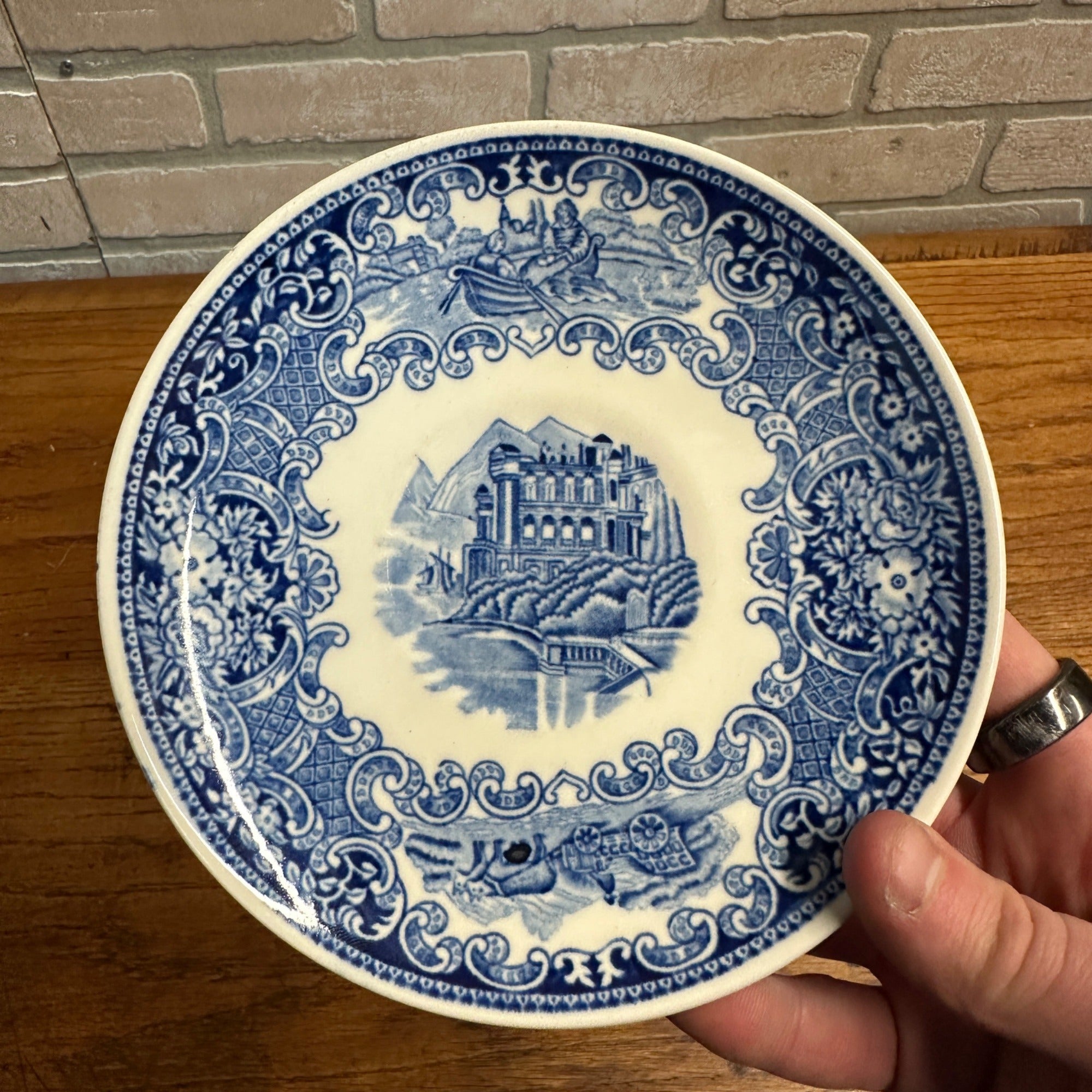 Antique 6" O'dourves Plate Castillo Petrus Regout Holland Blue Plate Ceramic