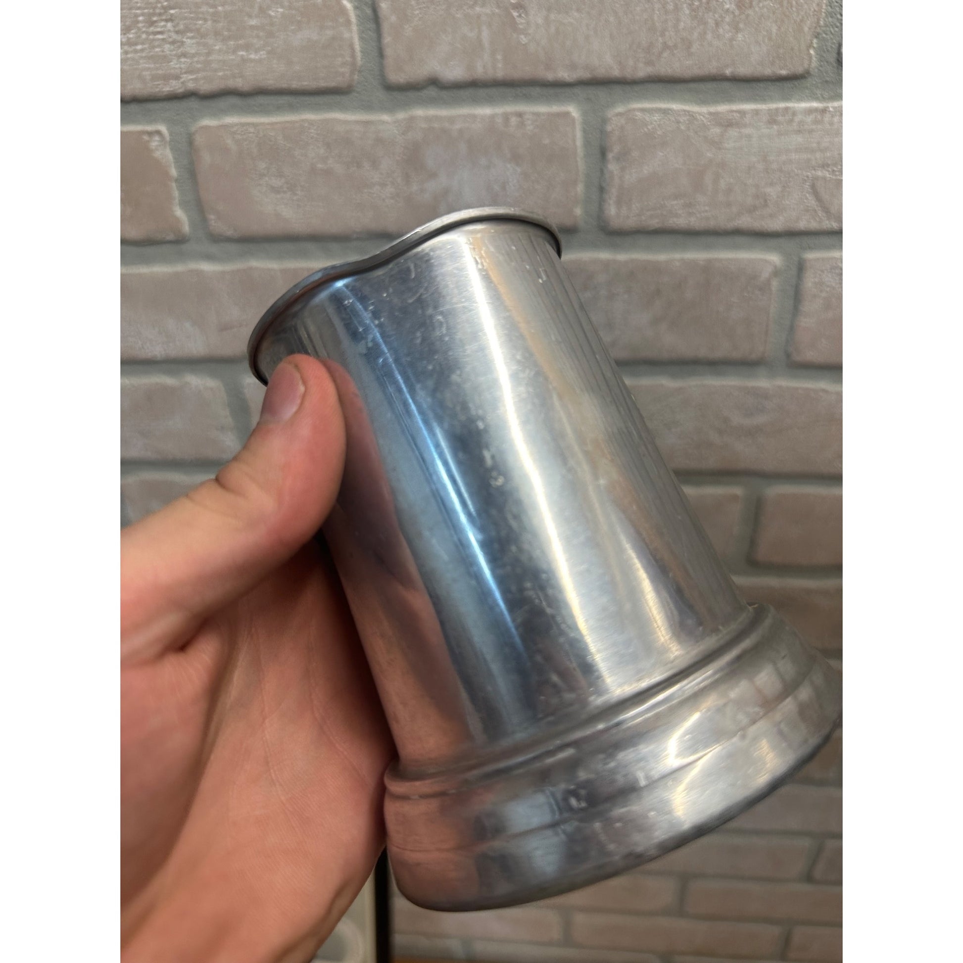 Vintage Shakey's Pizza Parlor Pewter Mug Cup Barware Advertising Glass Bottom
