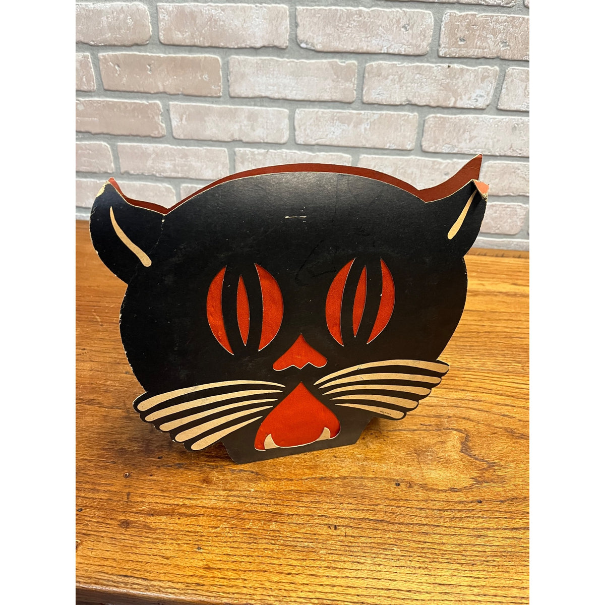 Vintage 1930s Beistle Halloween Tommy Whiskers 2-Sided Lantern Art Deco
