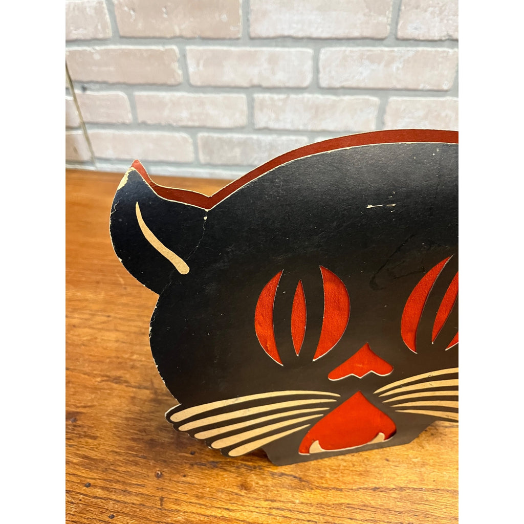 Vintage 1930s Beistle Halloween Tommy Whiskers 2-Sided Lantern Art Deco