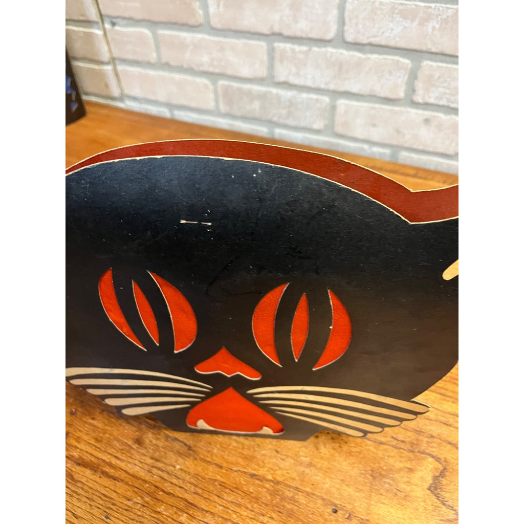 Vintage 1930s Beistle Halloween Tommy Whiskers 2-Sided Lantern Art Deco