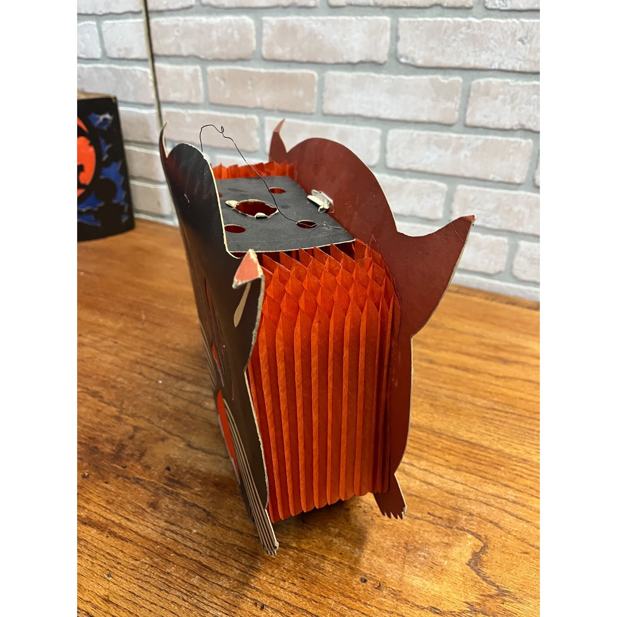 Vintage 1930s Beistle Halloween Tommy Whiskers 2-Sided Lantern Art Deco