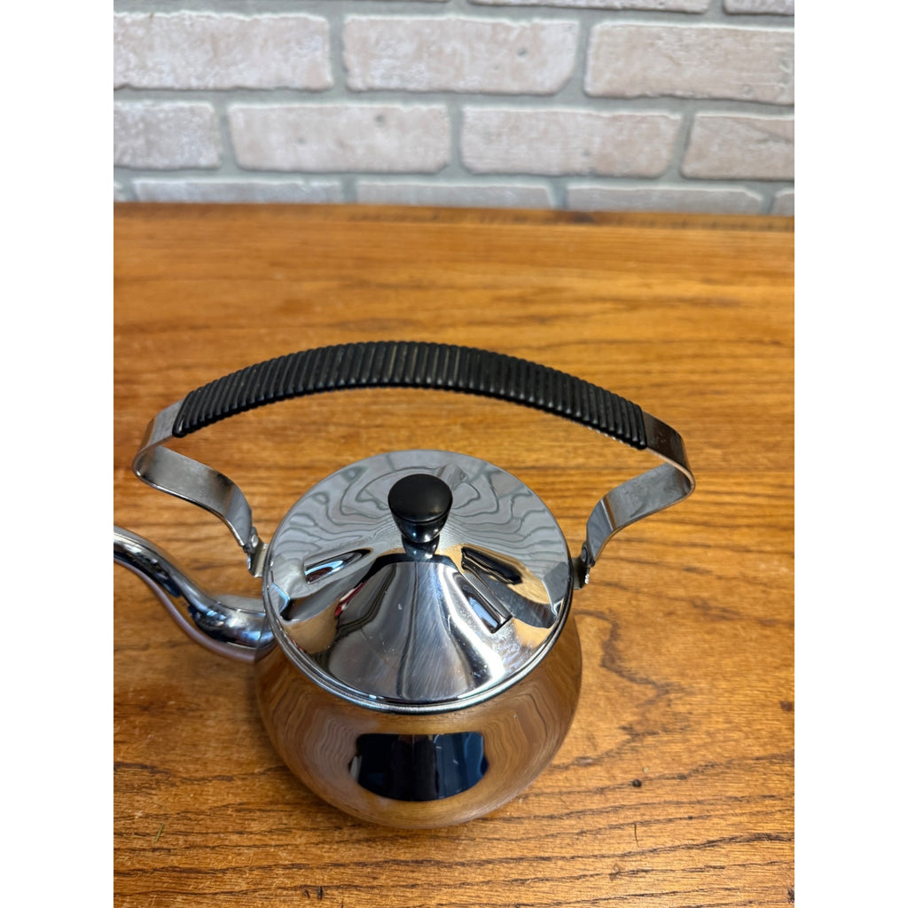 Vintage G. Bredemeijer Stainless Steel Teapot with Wrapped Handle Hilversum Holland MCM Tableware