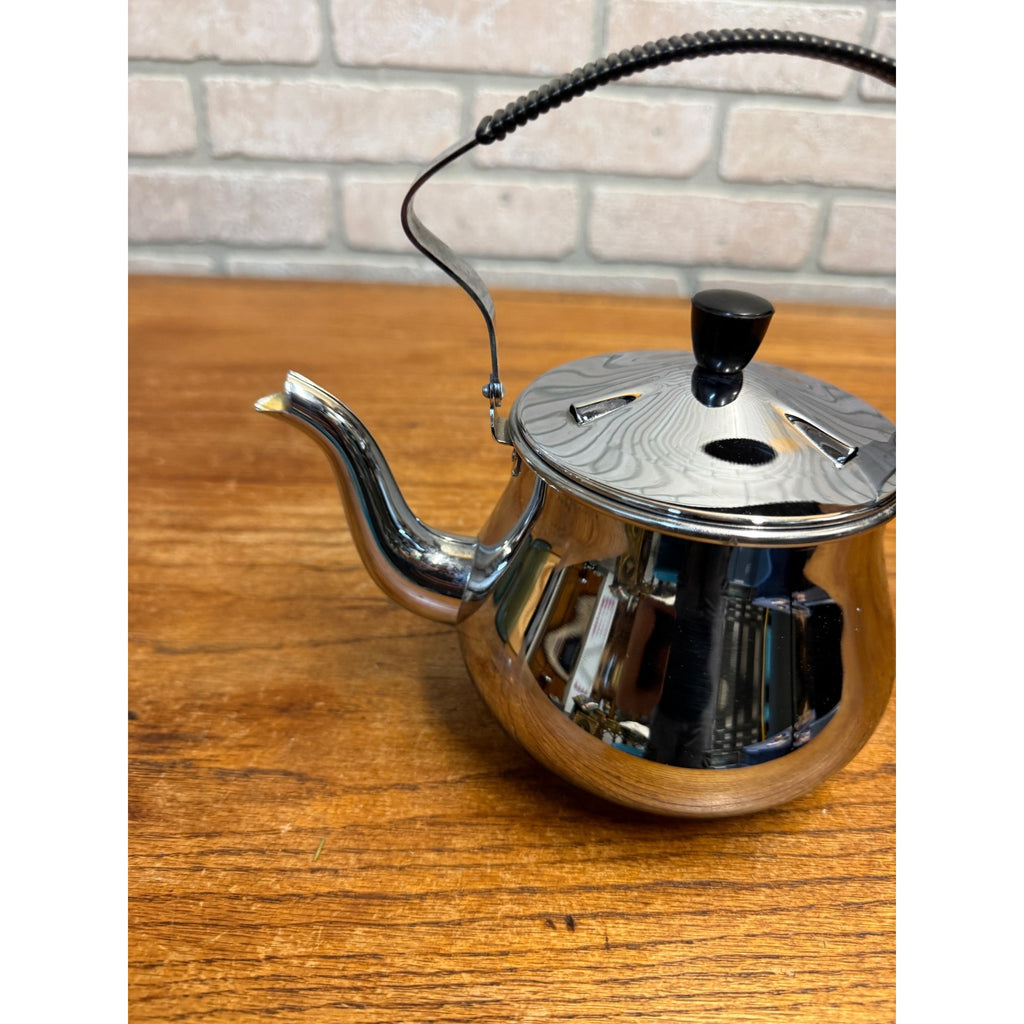 Vintage G. Bredemeijer Stainless Steel Teapot with Wrapped Handle Hilversum Holland MCM Tableware