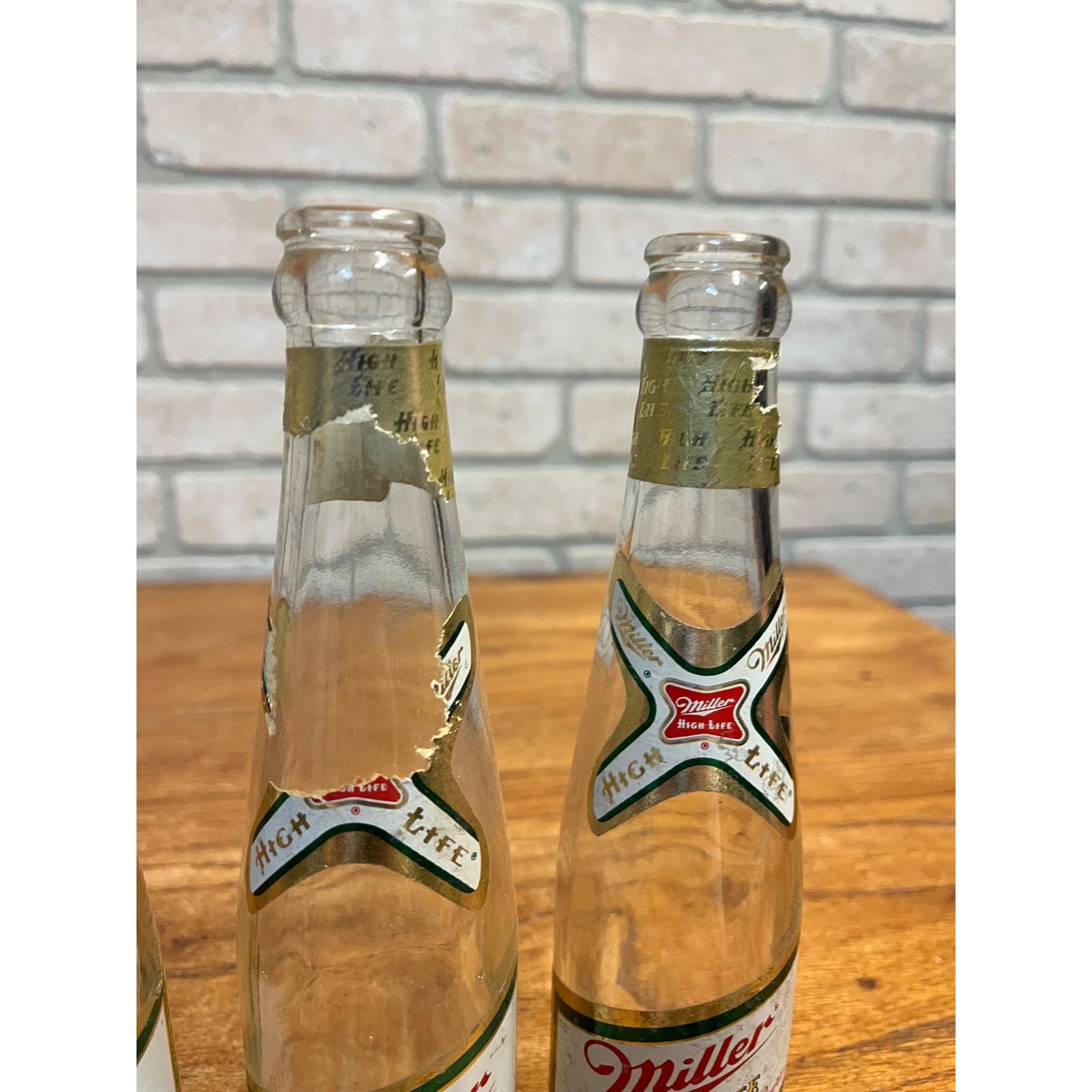 (3) Vintage 1970s Miller High Life 7oz Clear Beer Bottles Milwaukee Wis