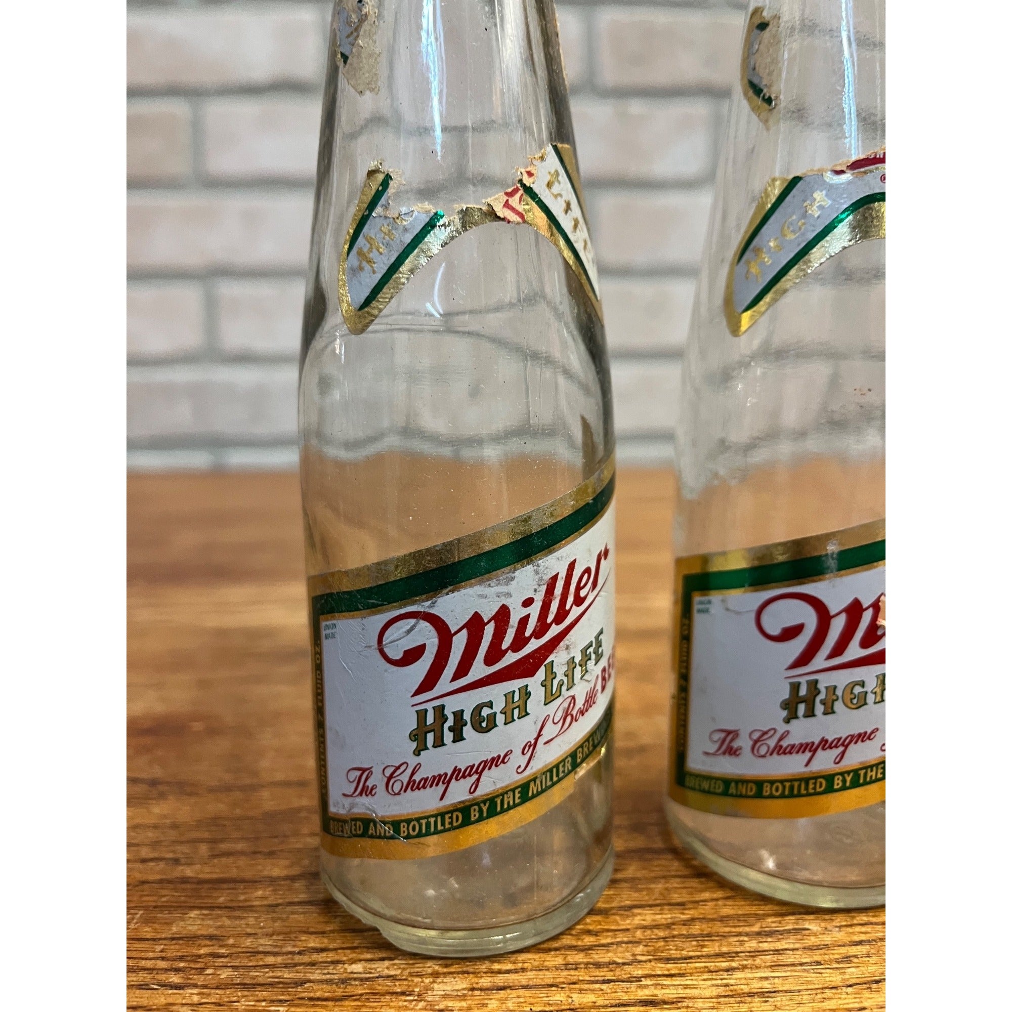 (3) Vintage 1970s Miller High Life 7oz Clear Beer Bottles Milwaukee Wis