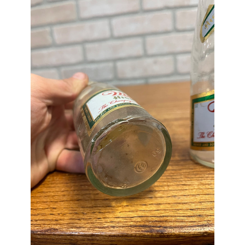 (3) Vintage 1970s Miller High Life 7oz Clear Beer Bottles Milwaukee Wis