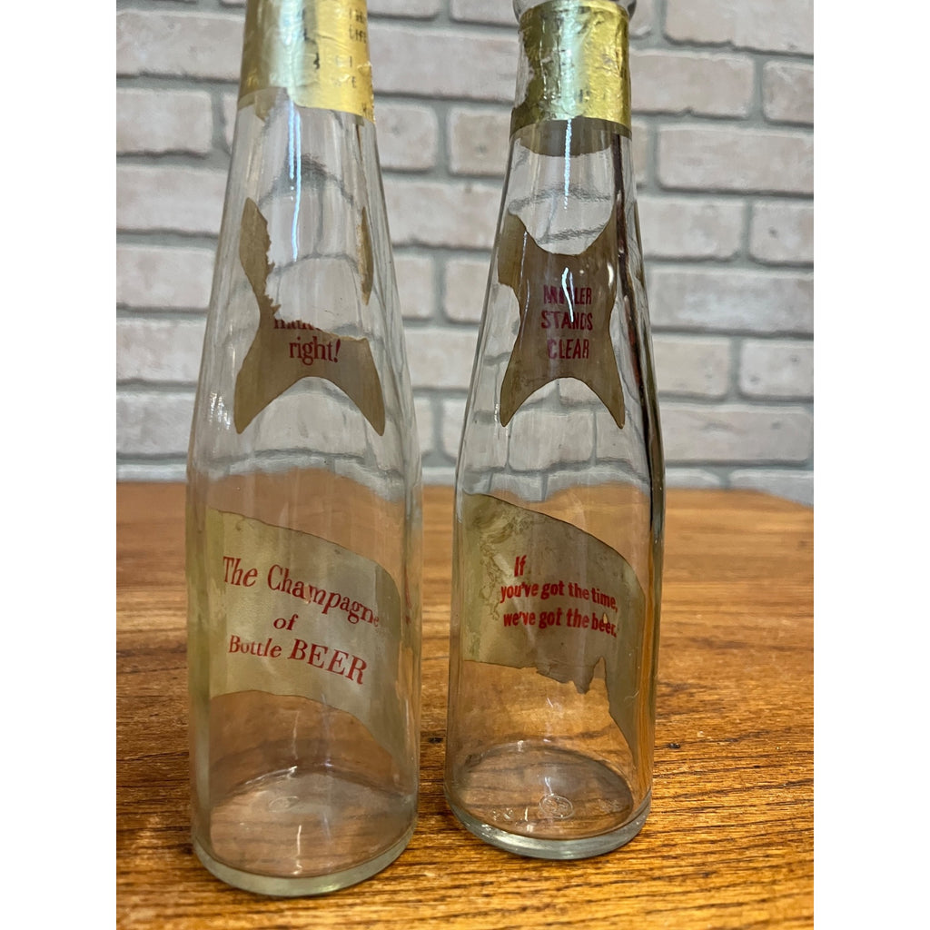 (3) Vintage 1970s Miller High Life 7oz Clear Beer Bottles Milwaukee Wis