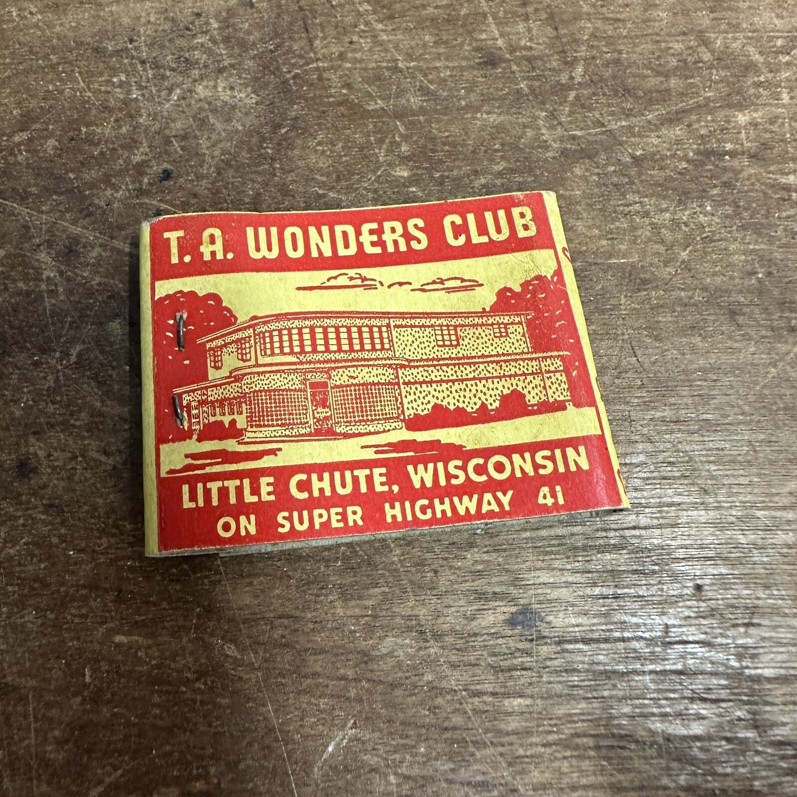 Vintage TA Wonder Super Club Little Chute  Wis Advertising Matchbook Cover