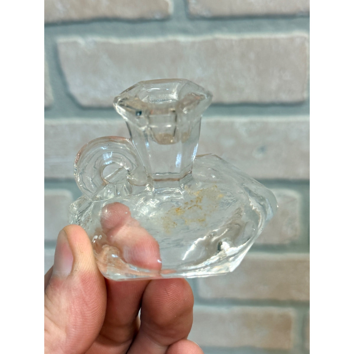 Vintage Childs Miniature Glass Candle Sticker Holder