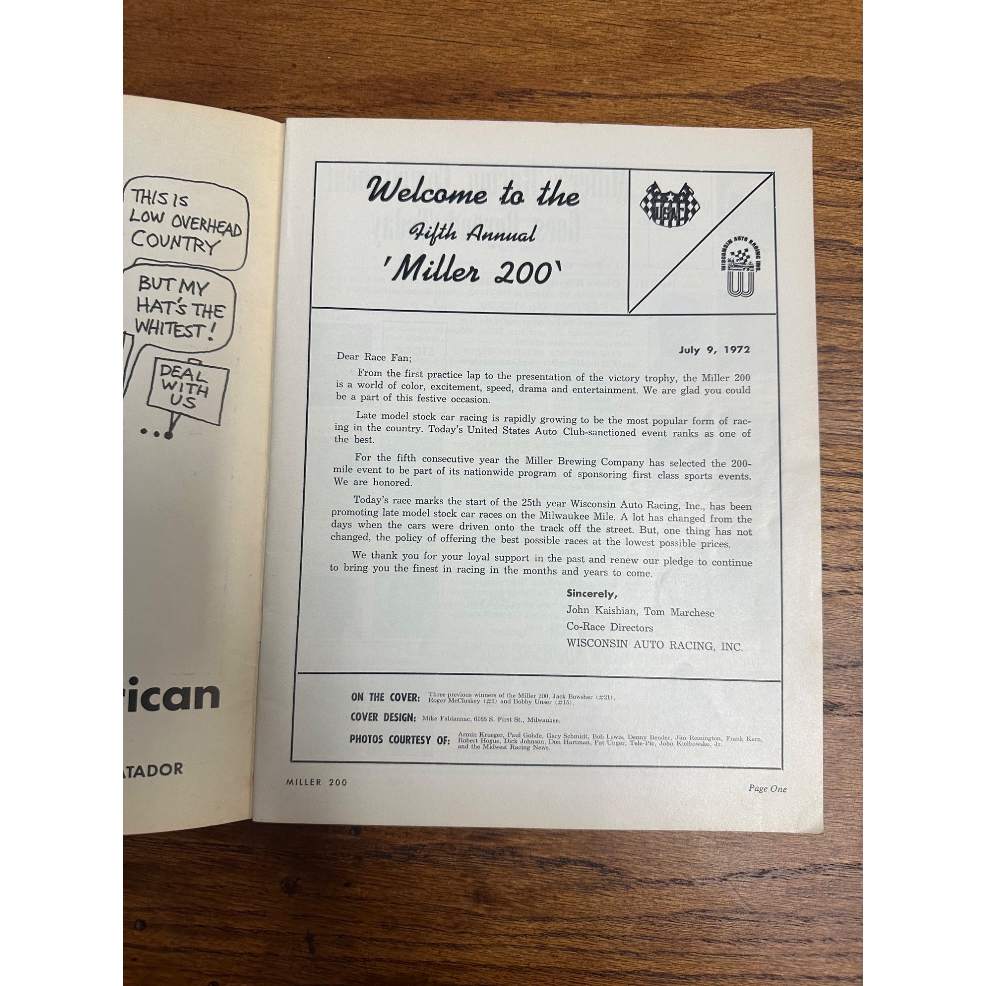1972 Miller High Life 200 Stock Car Race Souvenir Program Milwaukee Wisconsin