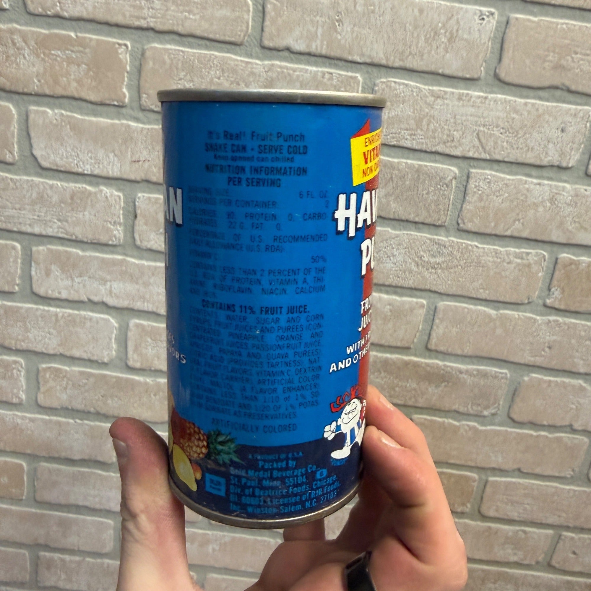 Vintage 1970s-80s Hawaiian Punch Red Pull Tab Straight Soda Can