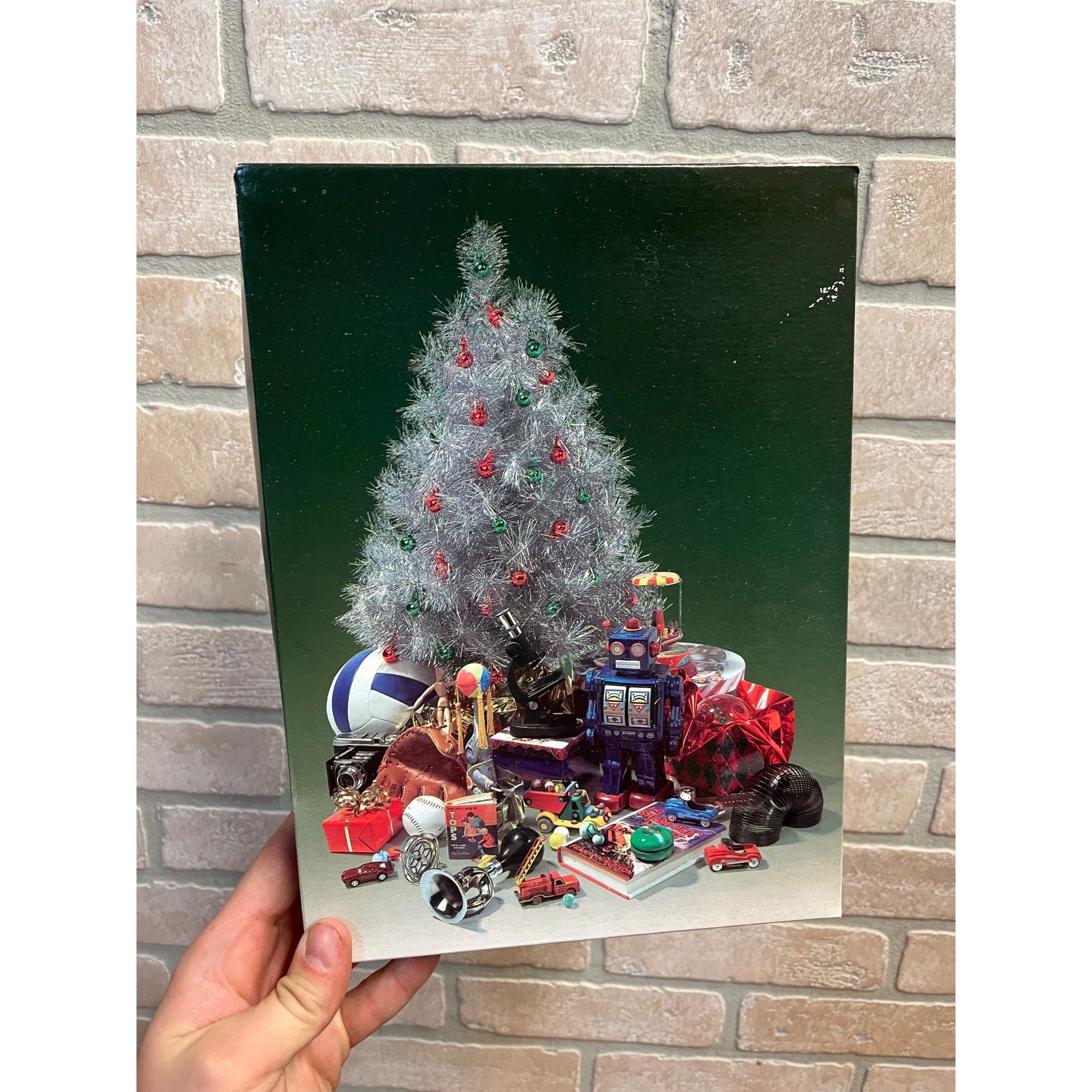 Vintage Christmas Department Store Gift Box Empty Aluminum Tree & Toys 1980s