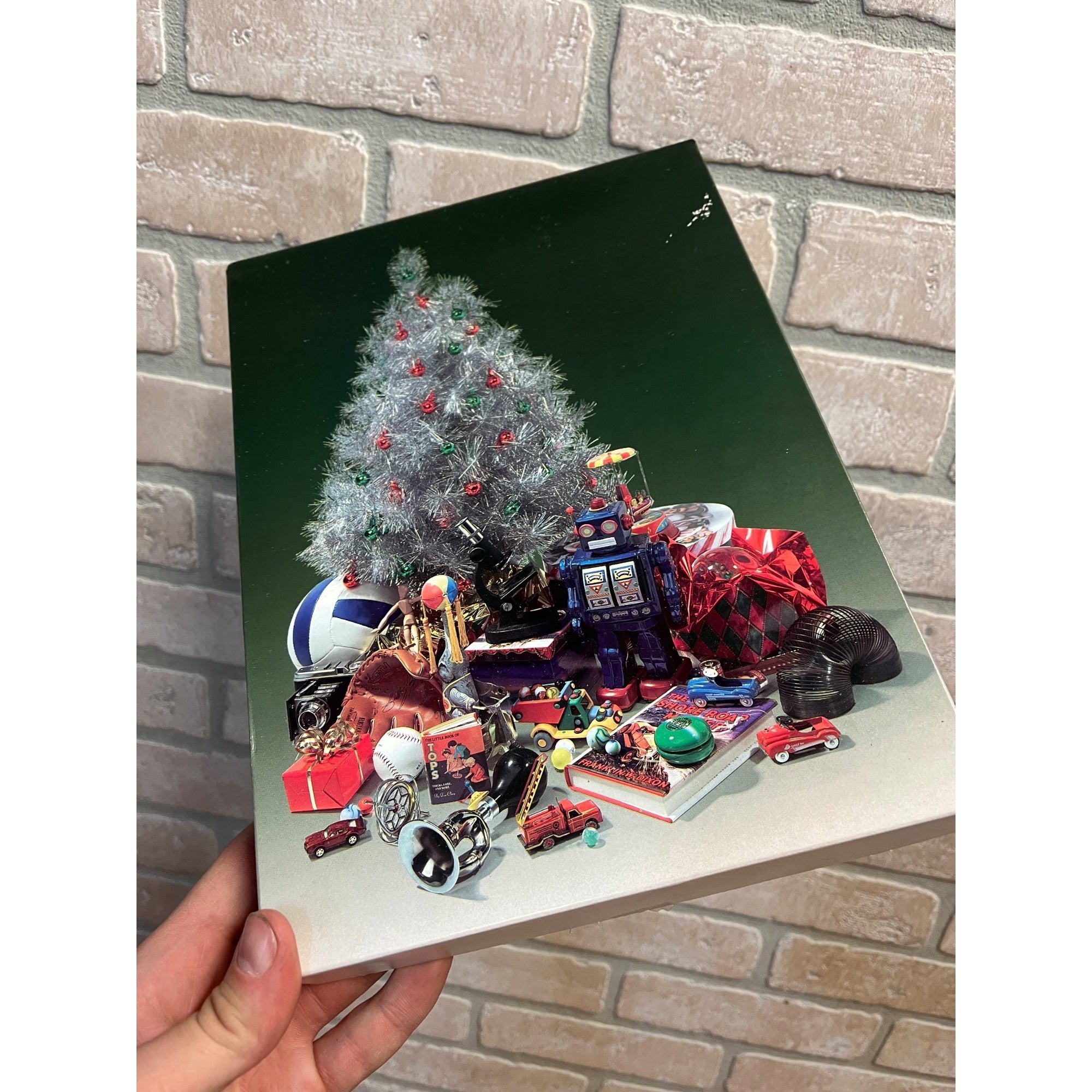 Vintage Christmas Department Store Gift Box Empty Aluminum Tree & Toys 1980s