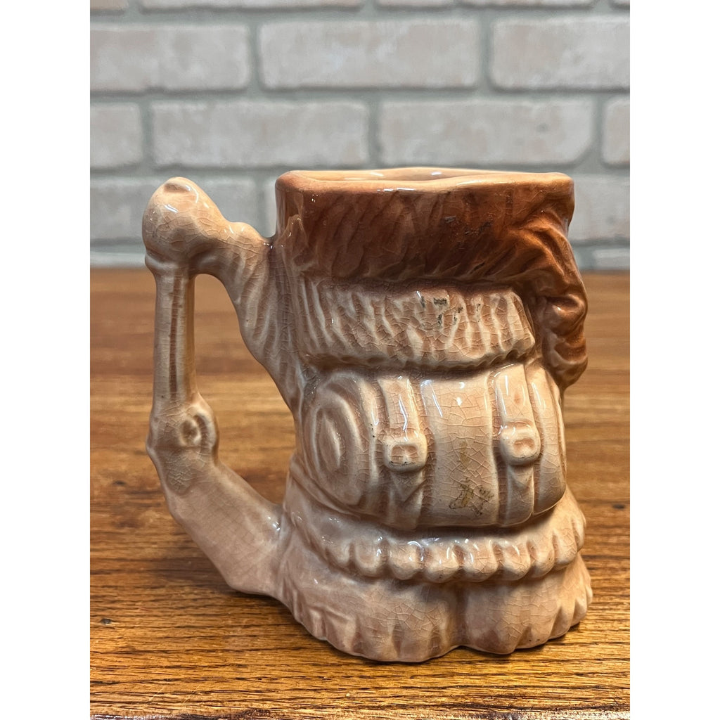 Vintage 1950s USA Brush McCoy Pottery Davy Crockett Figural Child's Mug