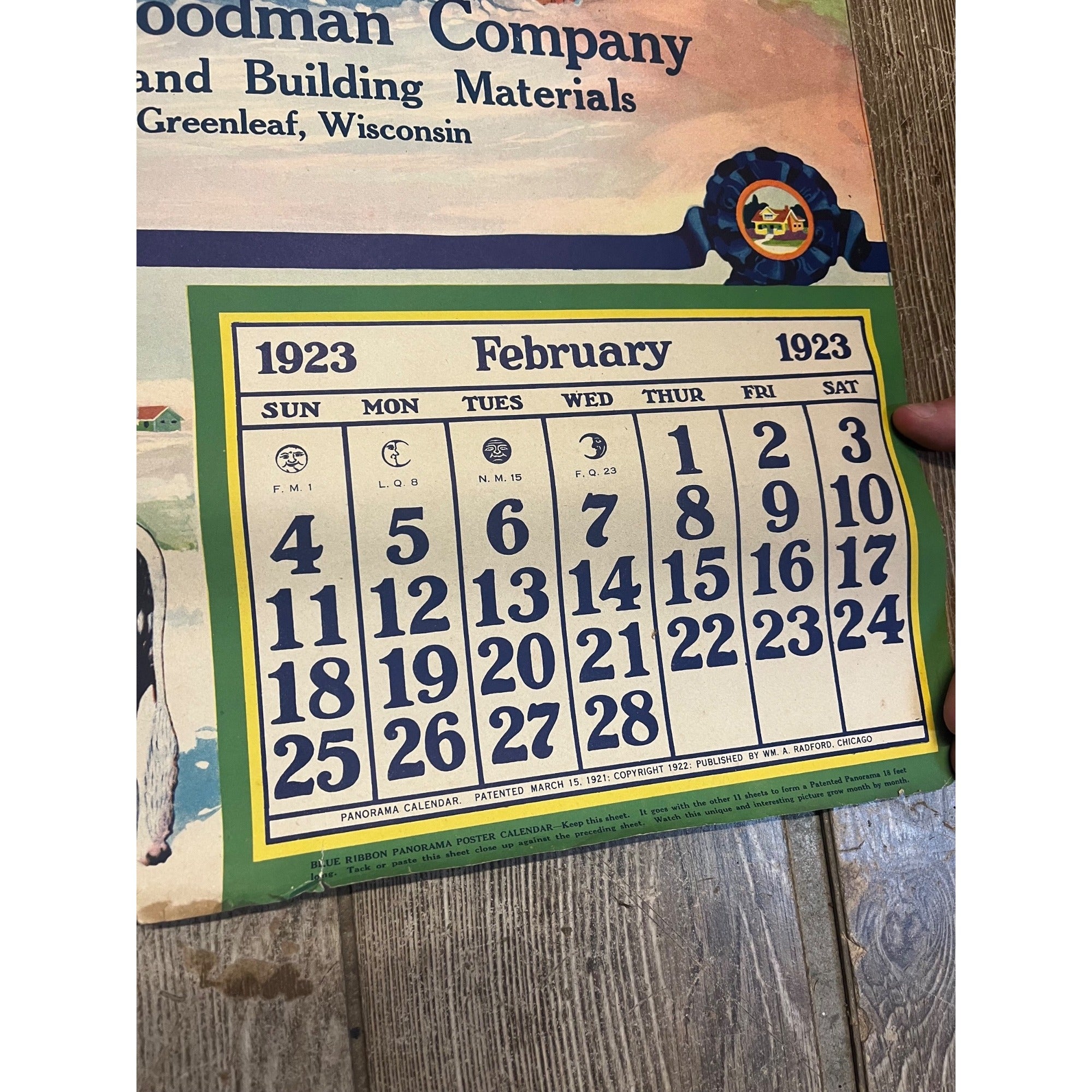 1920s Advertising Calendar Poster Fuller Goodman Farm Barn Dairy Scene