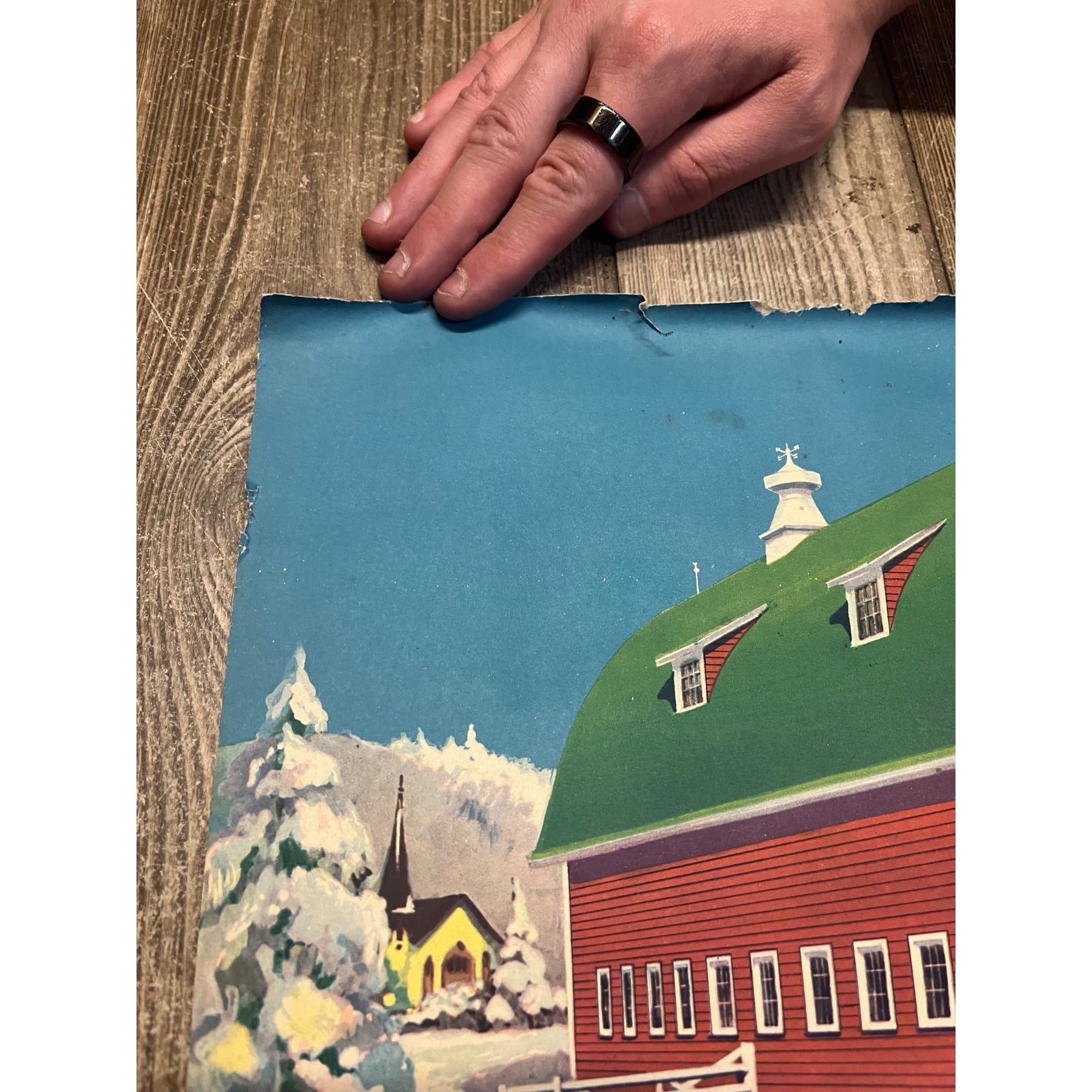 1920s Advertising Calendar Poster Fuller Goodman Farm Barn Dairy Scene