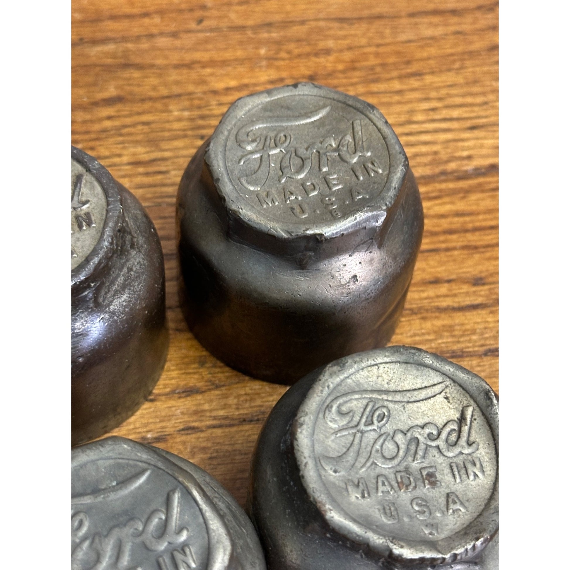 Vintage Ford Script Model T Hub Grease Cap Covers Set of (4)