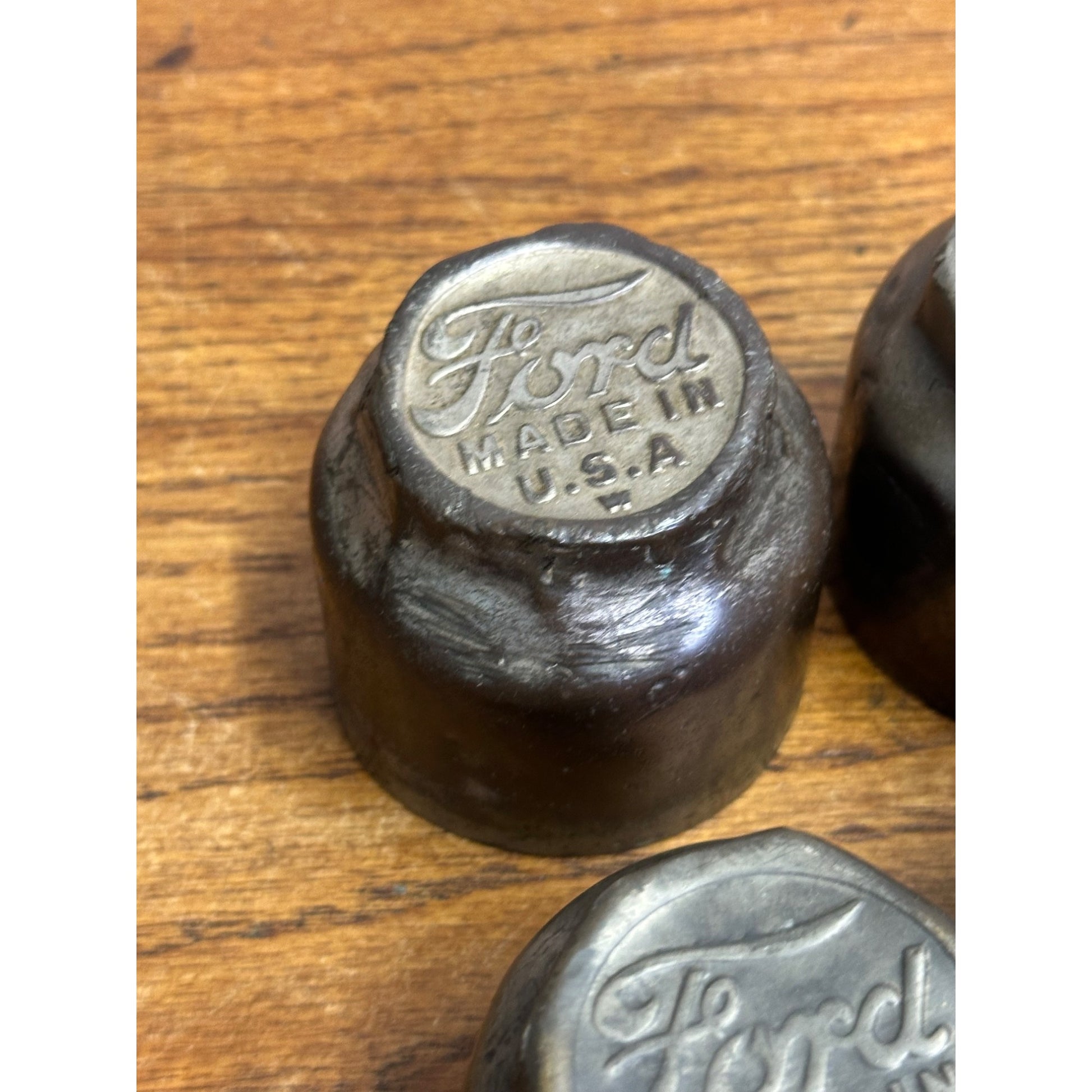 Vintage Ford Script Model T Hub Grease Cap Covers Set of (4)
