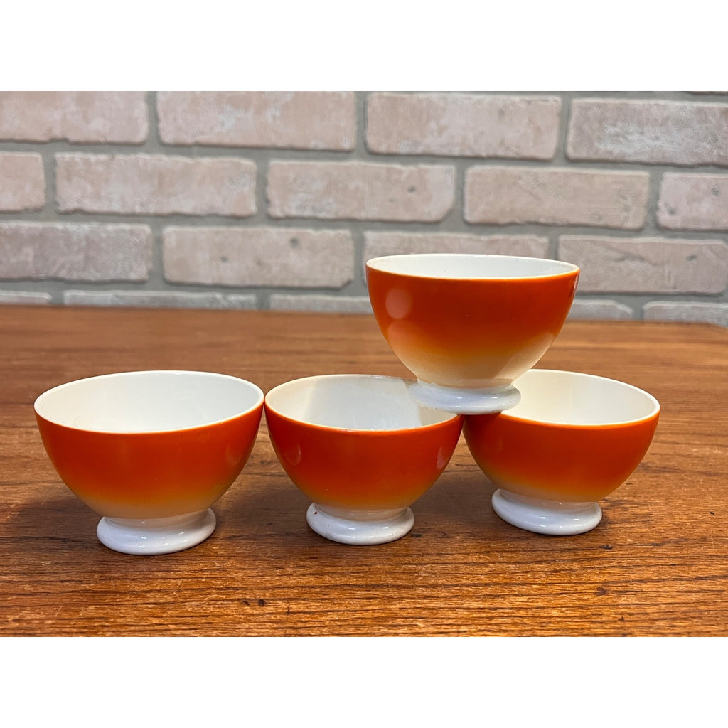 Vintage 1920s Art Deco Société Céramique Maastricht Orange Footed Cups Holland 4pc
