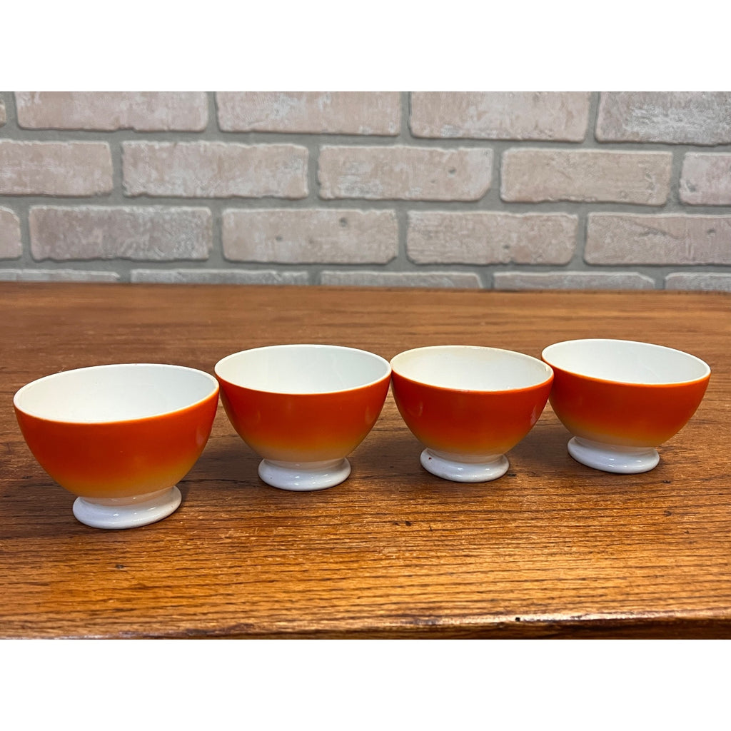 Vintage 1920s Art Deco Société Céramique Maastricht Orange Footed Cups Holland 4pc
