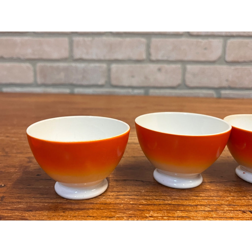 Vintage 1920s Art Deco Société Céramique Maastricht Orange Footed Cups Holland 4pc